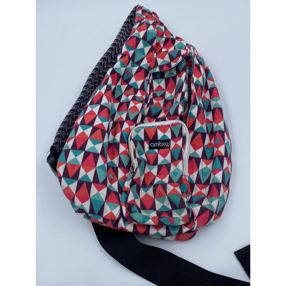 Ambry Sling Crossbody Bag Multi color, Several Pockets, Rope Strap, Excellent